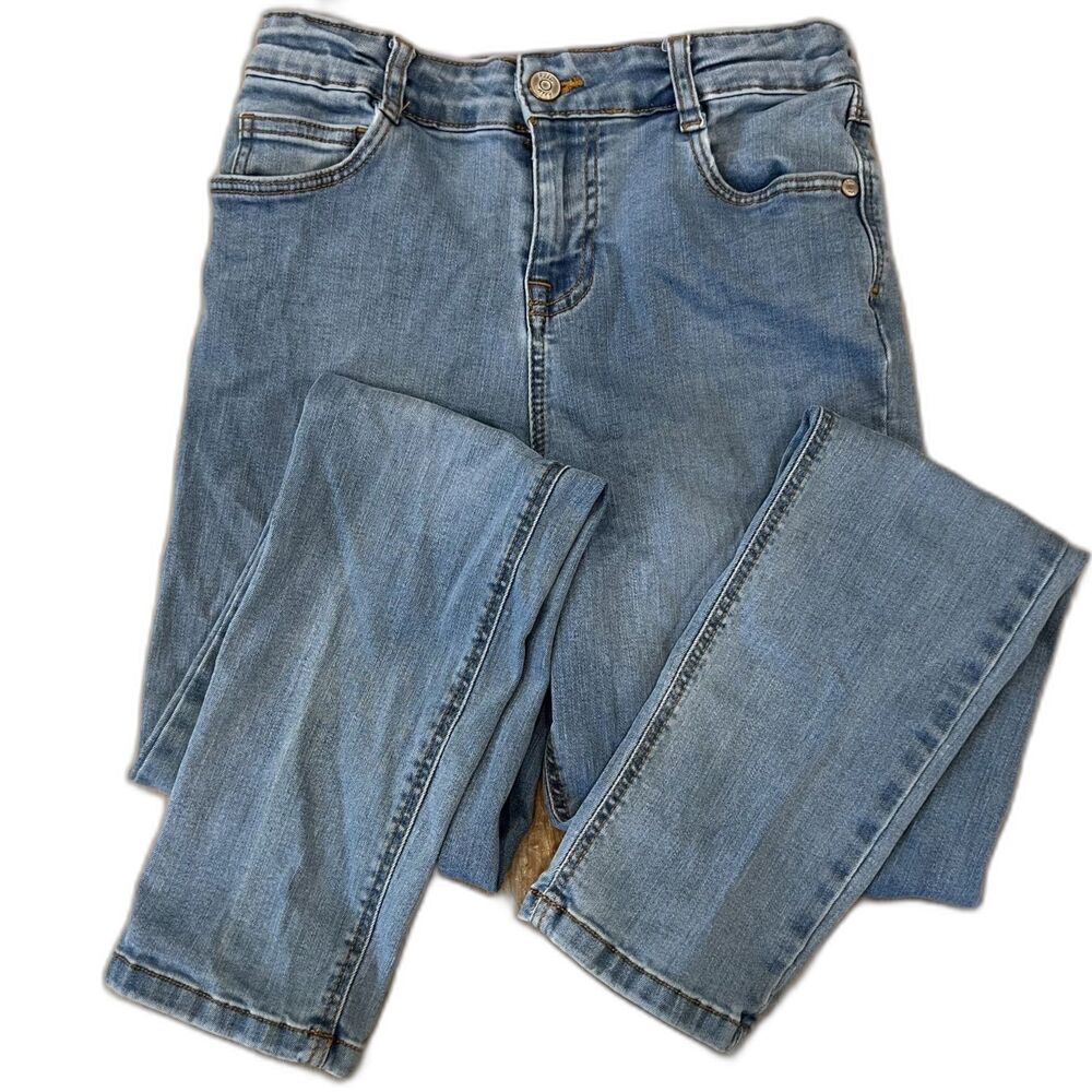 sz 14Y Girls Medium Dark Adjustable Waist Denim Slim Blue Jeans by Boden